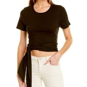 Good American Black Wrap Around Tee T-Shirt - Black - Size 2